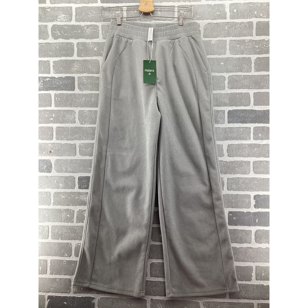 Halara Women Light Gray Corduroy‎ Wide Leg High Waisted Pants Size S 02871874